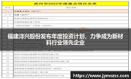福建浔兴股份发布年度投资计划，力争成为新材料行业领先企业